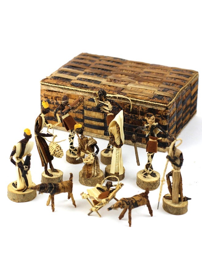 Global Crafts Nativity Set Handmade in Kenya from Banana Fiber - Image 2